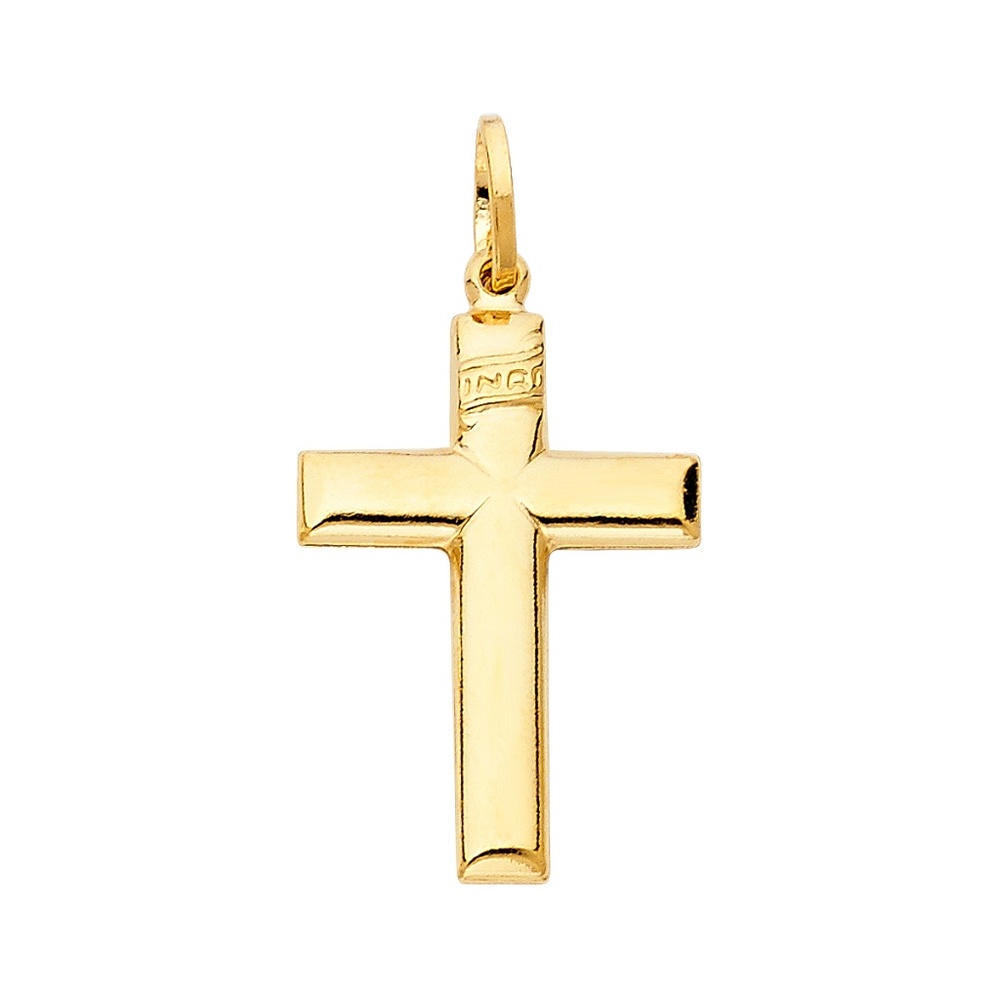 14K Yellow Gold Simple Cross Religious Pendant - Picture 1 of 3